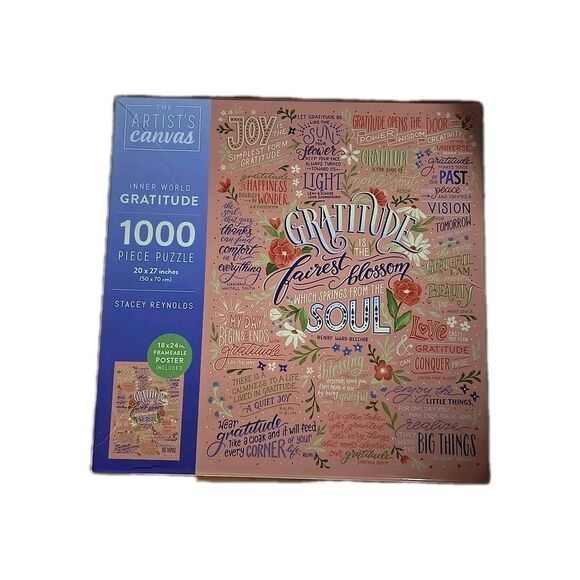 Artist Canvas Gratitude Jigsaw Puzzle - 1000 Pieces Pre-owned, Positive Message - Picture 1 of 4